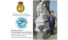 FRANCESCO PAOLO SCARCIOLLA DEL GAVATINO DI TORRE SPAGNOLA - Secretary General for world peace and coordination representative of the Committee in 202 countries around the world for the Gong of peace